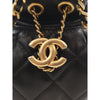 Chanel CC Shiny Lambskin Quilted Drawstring Clutch with Chain Secondhand