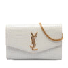 Saint Laurent Croc Embossed Leather Uptown Chain Wallet Secondhand