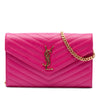 Saint Laurent Grain De Poudre Chevron Monogram Envelope Chain Wallet Secondhand