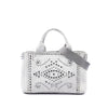 Prada Small Denim Canapa Bijoux and Grommet Satchel Secondhand