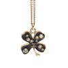Chanel CC Gold Plated and Enamel Strass Faux Pearl Clover Pendant Necklace Secondhand
