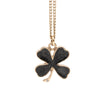 Chanel CC Gold Plated and Enamel Strass Faux Pearl Clover Pendant Necklace Secondhand