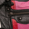 Balenciaga Small Lambskin Motocross Striped Classic City Satchel Secondhand