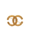 Chanel CC Gold Plated Baroque Embossed Brooch Secondhand