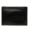 Saint Laurent Croc Embossed Leather Tiny Monogram Zipped Tablet Holder Secondhand