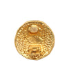 Chanel CC Gold Plated Round Crest Clip On Earrings Secondhand