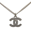 Secondhand Chanel Silver Plated CC Rhinestones Pendant Necklace