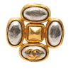 Chanel CC Gold Plated Gripoix Clover Brooch Secondhand