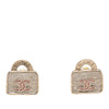Chanel CC Brass Resin Strass Top Handle Bag Push Back Earrings Secondhand