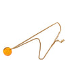 Chanel CC Gold Plated Resin Camellia Round Pendant Necklace Secondhand