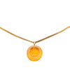 Chanel CC Gold Plated Resin Camellia Round Pendant Necklace Secondhand