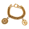 Chanel CC Gold Plated Medallion Camellia Charm Bracelet Secondhand