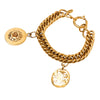 Chanel CC Gold Plated Medallion Camellia Charm Bracelet Secondhand