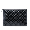 Chanel Large Quilted Patent O Case Clutch Secondhand