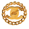 Chanel Gold Plated CC Turnlock Chain Brooch Secondhand