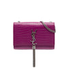 Saint Laurent Croc Embossed Leather Monogram Kate Tassel Wallet on Chain Secondhand