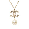 Chanel Gold Plated CC Faux Pearl Baroque Pendant Necklace Secondhand