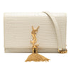 Saint Laurent Croc Embossed Leather Monogram Kate Tassel Wallet on Chain Secondhand