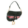 Dior Velvet Embroidered Crocodile Effect Saddle Bag Secondhand