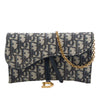 Dior Small Oblique Canvas Saddle Pouch with Chain Secondhand