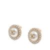 Chanel CC Gold Plated Faux Pearl Strass Bullet Back Earrings Secondhand