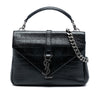 Secondhand Saint Laurent Medium Croc Embossed Leather College Satchel