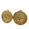 Chanel Gold Plated Camellia Round Clip On Earrings Secondhand