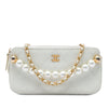Chanel CC Quilted Goatskin Chic Pearls Double Zip Clutch With Chain Secondhand