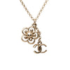 Chanel CC Gold Plated Strass Faux Pearl Flower Pendant Necklace Secondhand