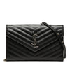 Saint Laurent Grain De Poudre Chevron Cassandre Envelope Chain Wallet Secondhand