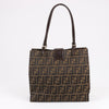 FENDI Zucchino Mamma Bucket Canvas & Leather Shoulder Bag in Brown Secondhand