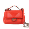 FENDI Double Micro Baguette Leather Chain Shoulder Bag in Red 8M0371 Secondhand