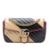 Secondhand Gucci Medium GG Marmont Bicolor Matelasse Diagonal Leather Torchon Shoulder Bag