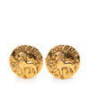 Chanel Gold Plated Lion Round Clip On Earrings Secondhand