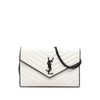 Saint Laurent Bicolor Grain De Poudre Chevron Classic Cassandre Chain Wallet Secondhand