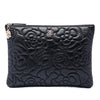 Chanel Medium CC Embossed Lambskin Camellia No 5 O Case Clutch Secondhand