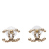 Chanel CC Gold Plated Faux Pearl Strass Bullet Back Earrings Secondhand