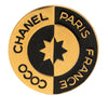 Chanel Gold Plated Enamel Coco Star Logo Round Brooch Secondhand