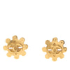 Chanel Gold Plated CC Floral Clip On Earrings Secondhand