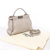 Fendi Peekaboo Regular Leather 2Way Handbag in Light Greige 8BN290 Secondhand