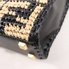 Fendi Mon Sunshine Shopper Zucchino Small Raffia x Leather 2Way Handbag in Black x Beige 8BS051 Secondhand