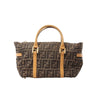 FENDI Zucca Canvas x Leather Handbag in Brown Secondhand