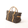 FENDI Zucca Canvas x Leather Handbag in Brown Secondhand