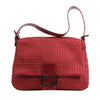 FENDI Zucchino Mamma Baguette Canvas & Leather Shoulder bag in Red 8BR001 Secondhand