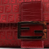 FENDI Zucchino Mamma Baguette Canvas & Leather Shoulder bag in Red 8BR001 Secondhand