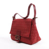 FENDI Zucchino Mamma Baguette Canvas & Leather Shoulder bag in Red 8BR001 Secondhand