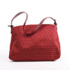 FENDI Zucchino Mamma Baguette Canvas & Leather Shoulder bag in Red 8BR001 Secondhand