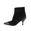 Ferragamo Gancini Leather & Suede Ankle Boots in Black, Size 4.5 US Secondhand