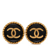Chanel CC Gold Plated and Enamel Button Clip On Earrings Secondhand