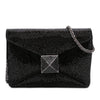 Valentino Small Crystal Embellished Suede One Stud Clutch with Chain Secondhand